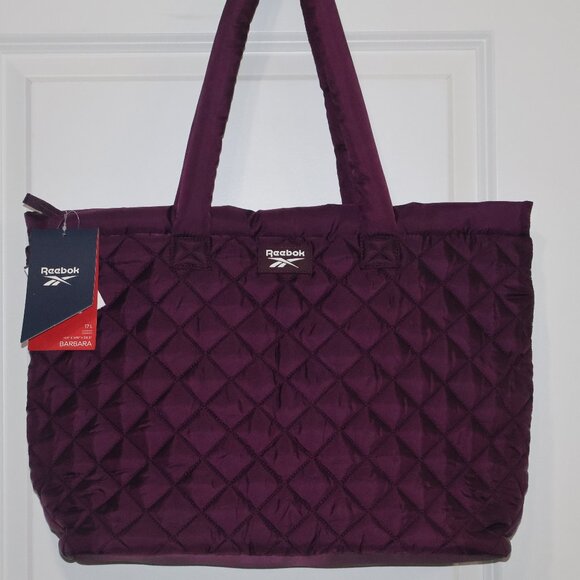 Reebok Barbara Quilted Dark Purple Tote Bag 17L NWT - Picture 2 of 7
